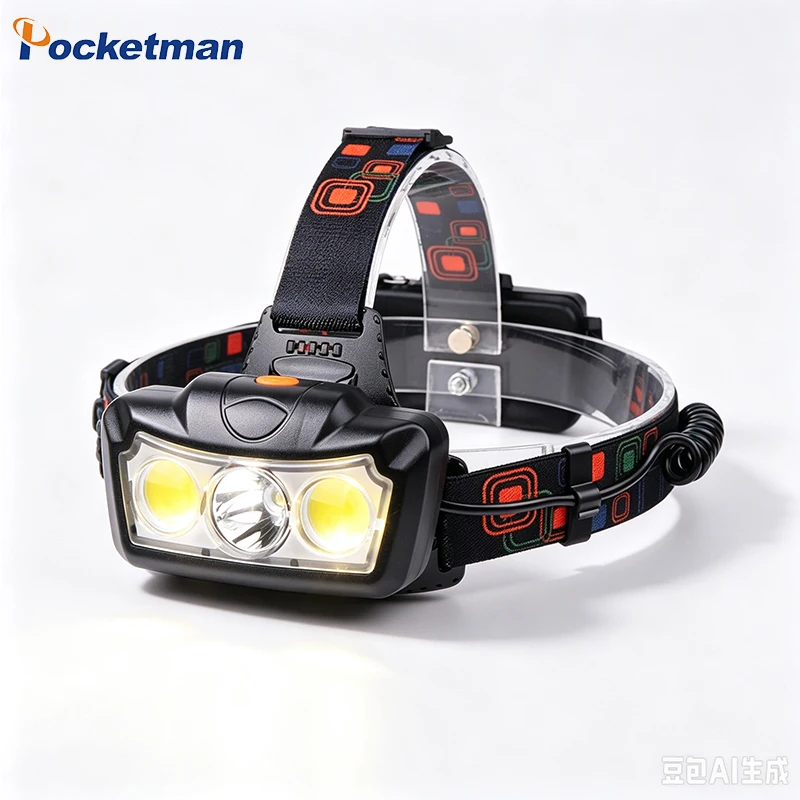 Rechargeable LED Headlamp Super Bright Headlight IPX6 Waterproof 4 Modes 90° Adjustable Head Flashlight for Camping Fishing