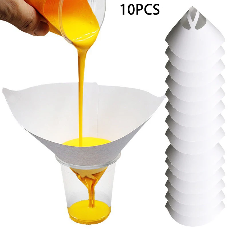 10pcs Paint Filter Papers Car Paint Spray Mesh Paper Filter Funnel Strainer Disposable Conical Straining Funnel