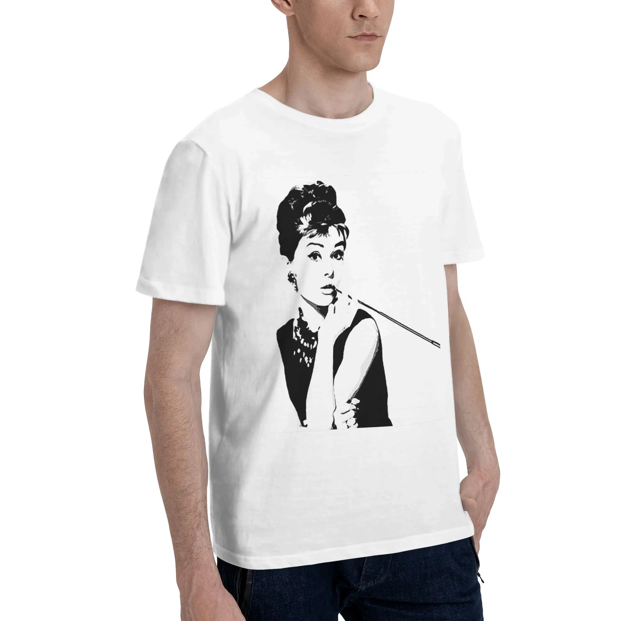 

Одри Хепберн портретная мужская футболка больших размеров мужские хлопковые футболки с круглым вырезом короткие летние мужские