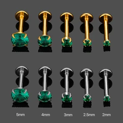1PC Classic 16G Surgical Steel Green Zircon Lip Labret Piercing Helix Cartilage Earring Lip Stud Ring Piercing Jewelry