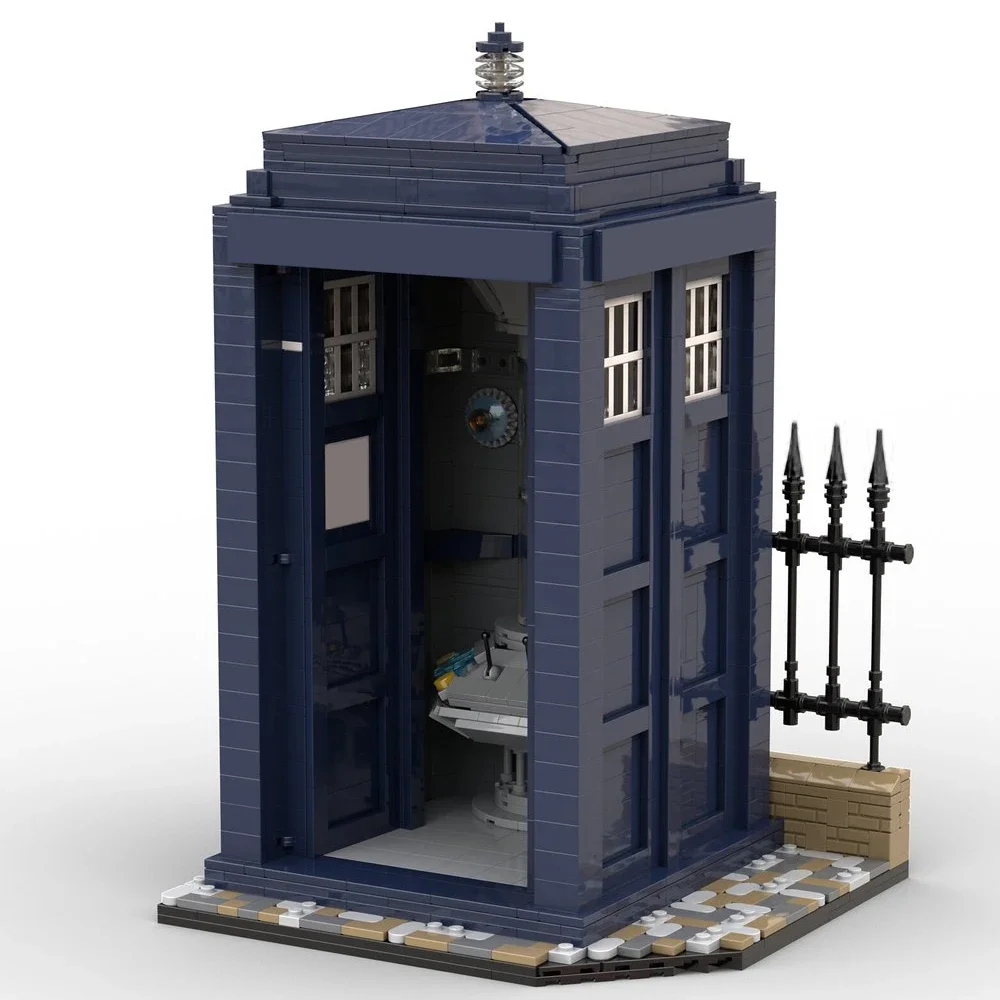 MOC City Street View Telephone Booth Building Blocks Kit Doctor Mysterious Tardis Phone Booth Model DIY Kids Puzzle Toys Gift