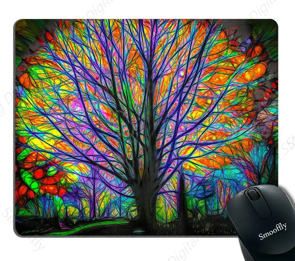 Tapis de souris de bureau créatif, motif arbre de vie, coloré, interconnexion, design personnalisé, jeu, printemps, 25x30cm