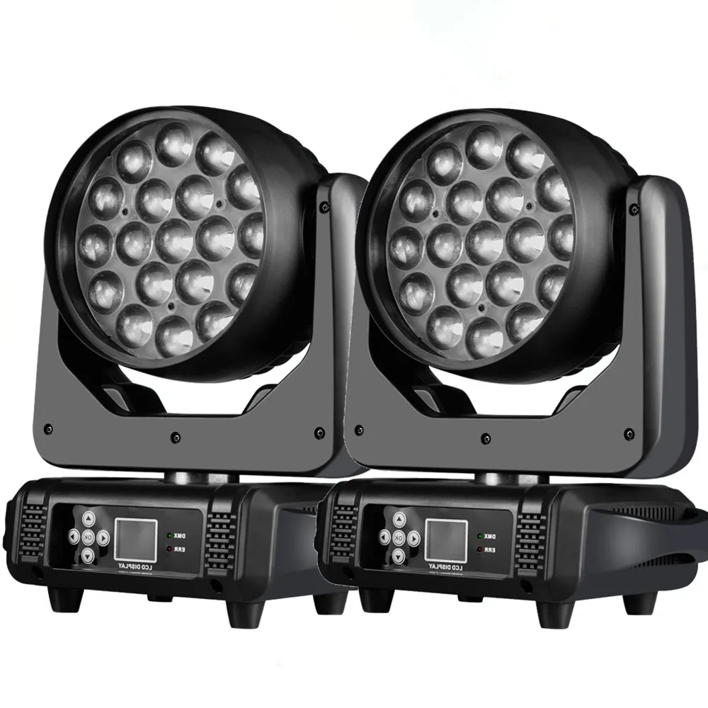 2PCS/LED Moving Head 19x15W RGBW 4in1 Beam Wash/Zoom 8-60 degrees Circle control  Professional DJ/Bar Stage Light Machine DMX512