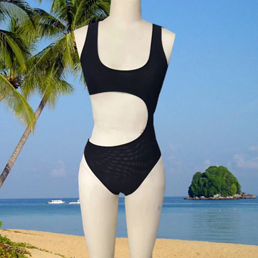 Conjunto de Bikini transparente y opaco para mujer, traje de baño de una pieza, transpirable, para playa y tomar el sol, 2023