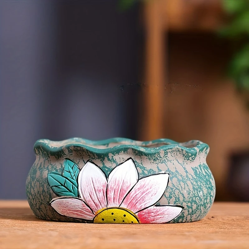 Succulent Flower Pot Ceramic Large Hole Diameter Combination Ceramic Creative Hand-painted Flower Pot Gift For Garden Lovers