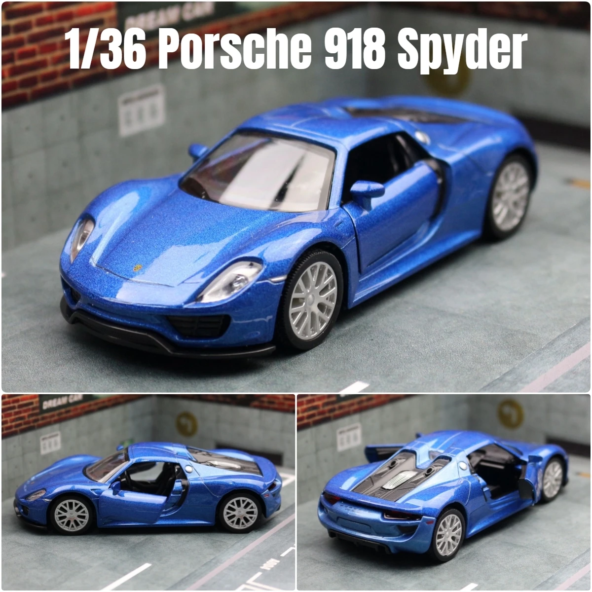 1/36 Porsche 918 Spyder Convertible Super Sport Toy Car Model RMZ