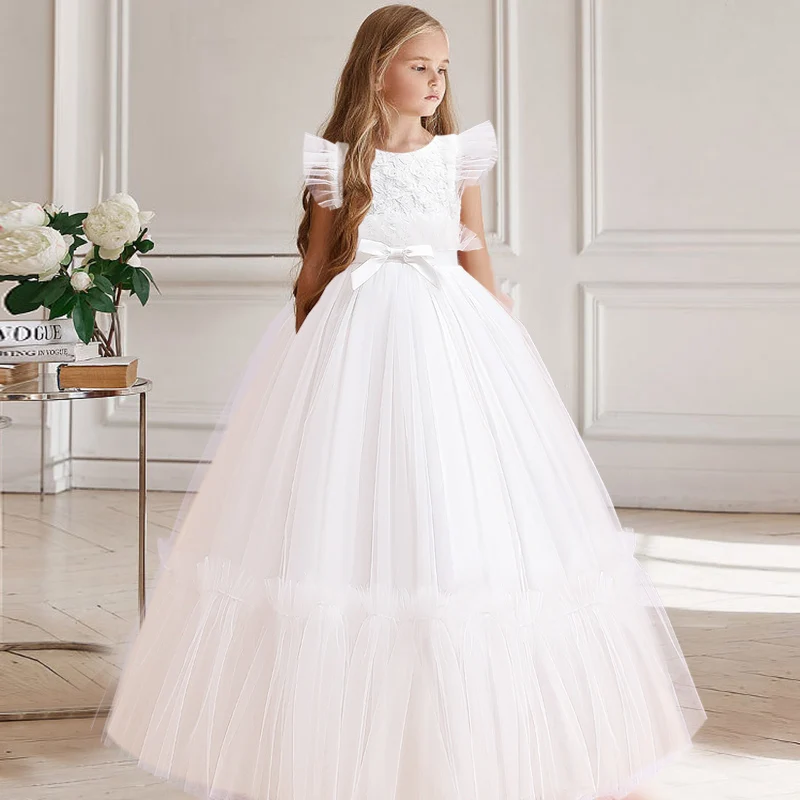 Vestido de Navidad para niñas, ropa de princesa para dama de honor con flores, Vestidos largos de fiesta, desfile, graduación, comunión, 13 y 14 años