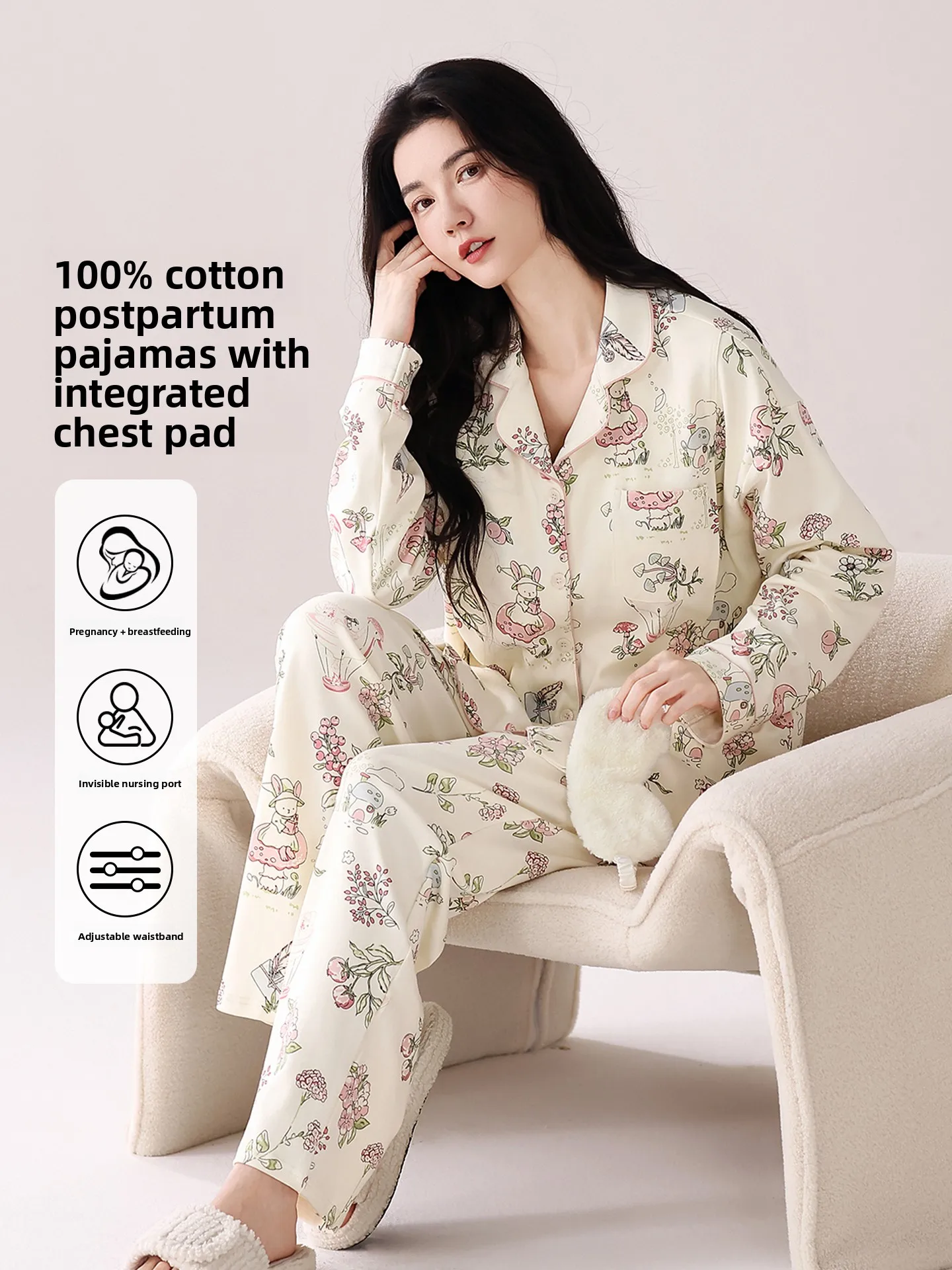 camicia-da-notte-premaman-in-puro-cotone-fenteng-care-con-imbottitura-sul-petto-abbigliamento-da-notte-per-donne-taglia-grande-abbigliamento-post-parto-per-casa