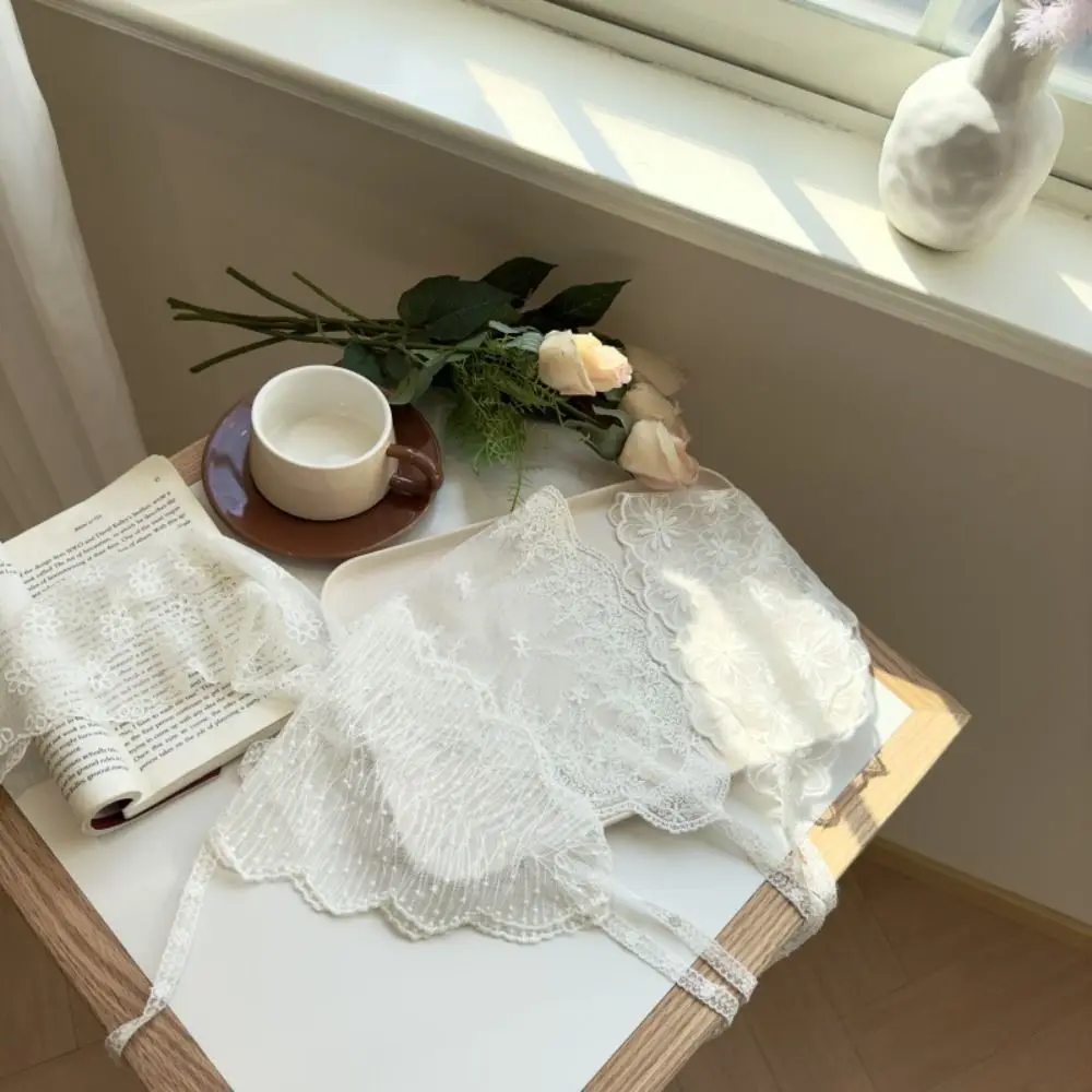 

Countryside Style Embroidery Lace Hair Scarf Flower Bowknot Triangle Bandana Mesh Hair Accessories Triangle Headband Travel