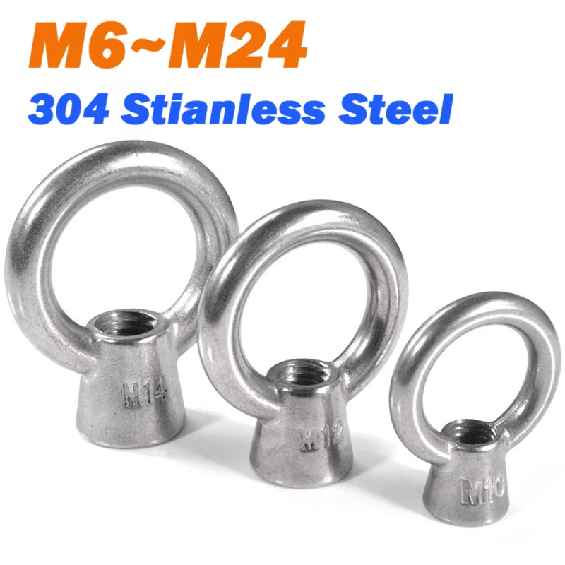 Eye Nuts M6 M8 M10 M12 M16 M20 M24 304 Stianless Steel Japanese Eye Nuts Marine-Grade Hardware Jigging Hoisting Industrial