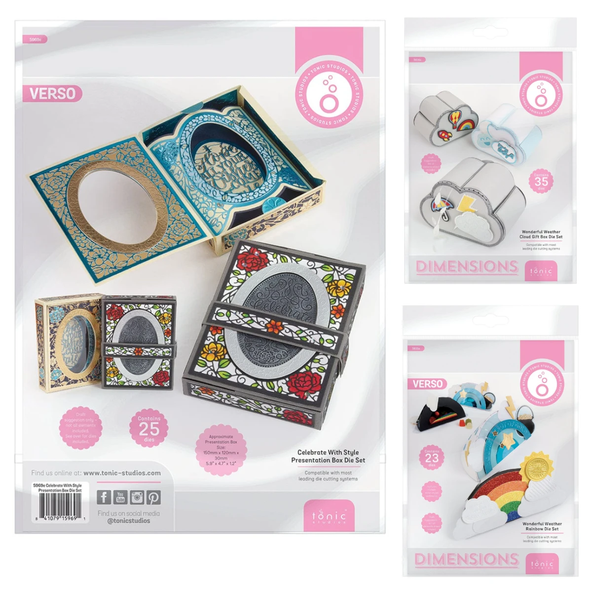 

2025 New Tonic Dies Celebrate with Style Presentation Box Rainbow Cloud Gift Box Die Set DIY Scrapbooking Holiday Card Handmade