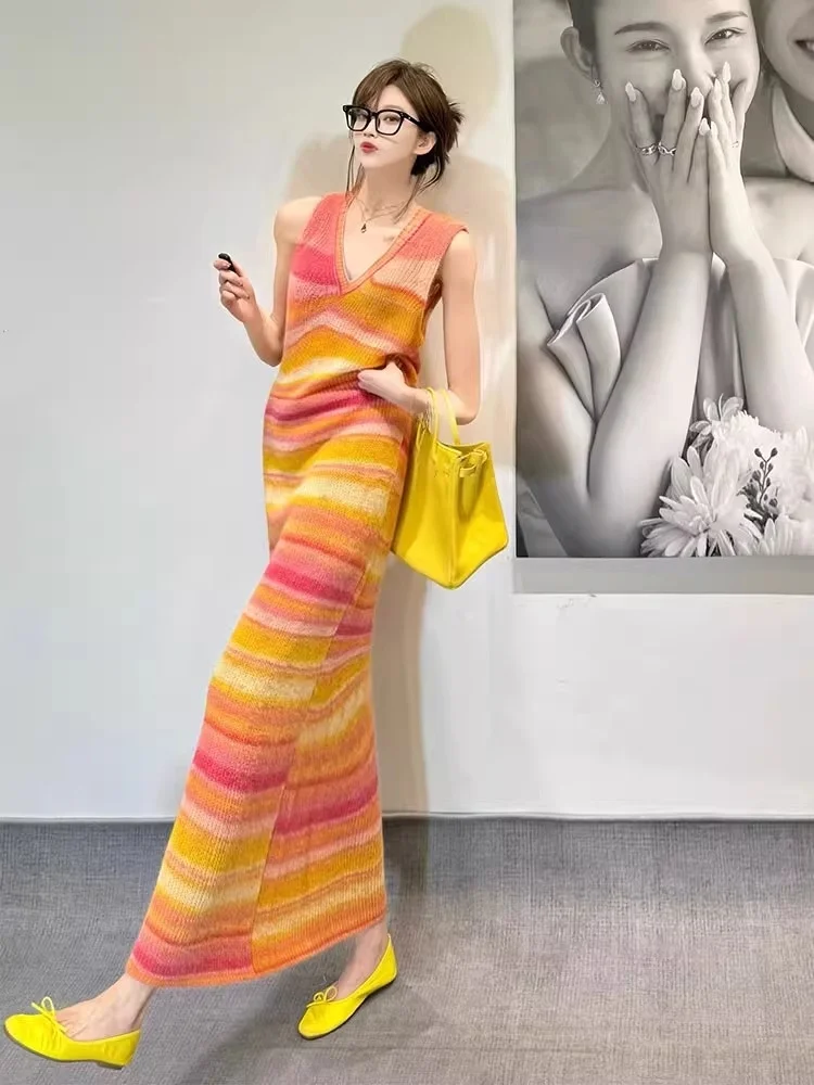 

Вязаный жилет adient Svel для женщин, лето 2025, новая модель, с завышенной талией, длинное платье для пляжа, отпуска и повседневной носки