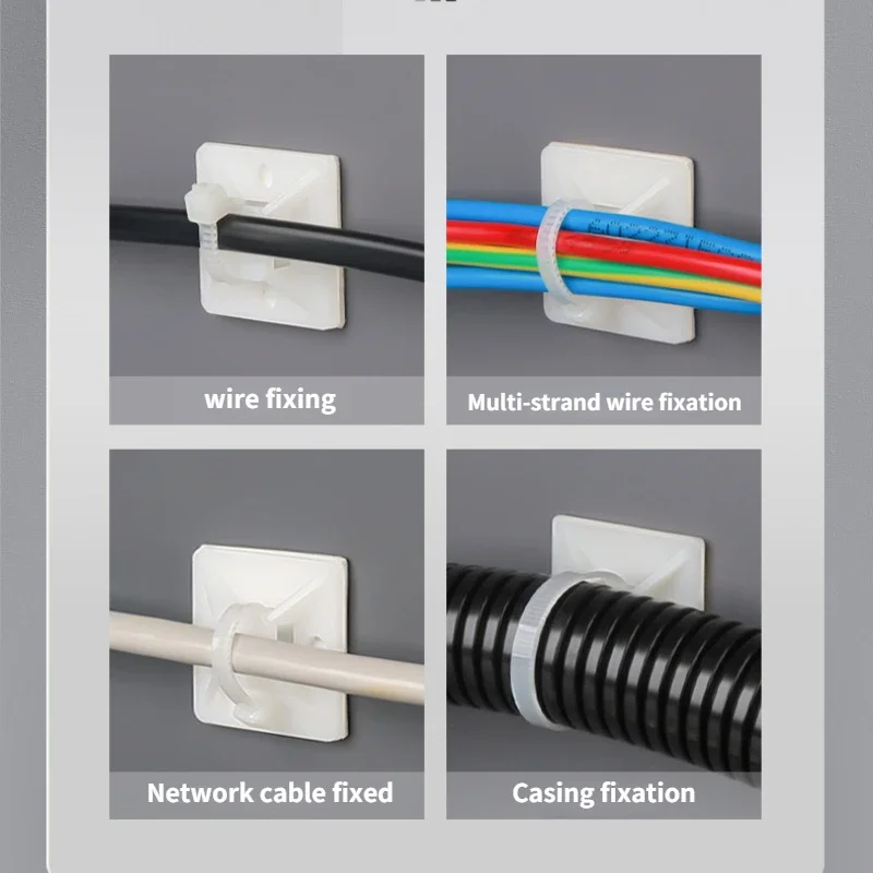 Adjustable Cable Tie Mounts Fixing Cable Clips Self-Adhesive Cable Holder Wire Organizer Cable Tie Mounting Base Cable Clamp