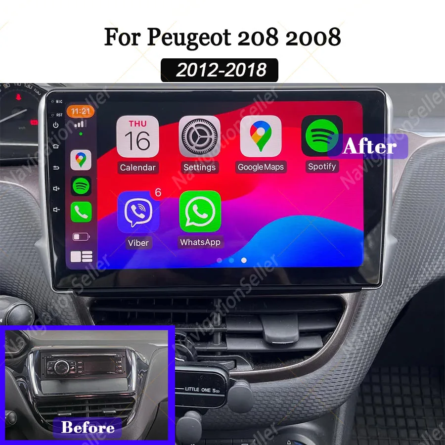 

Android Auto For Peugeot 208 2008 2012-2018 Android Carplay Screen Upgrade Navigation Multimedia System Head Unit Radio Stereo