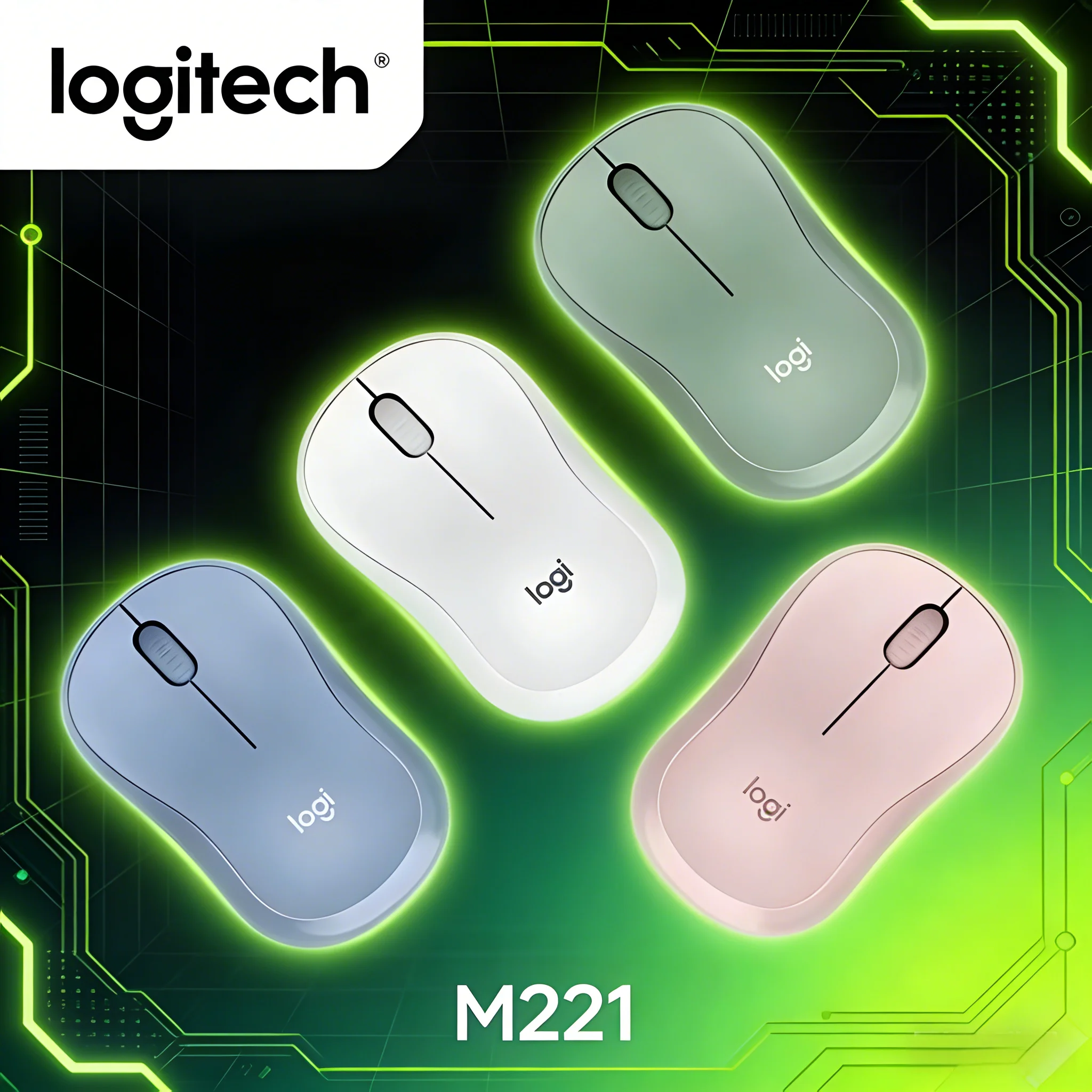 

Logitech M221 Silent Wireless Mouse, Logitech Pocket-sized, USB Portable, Suitable for Office and Home Travel Gamers Use Trip