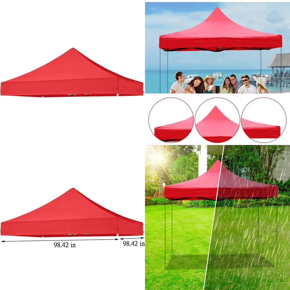 

Red 8x8 Pop Up Canopy Tent Replacement Top for Outdoor Portable Gazebos, Ideal for Commercial Use, Patios, Lawns, and Camping