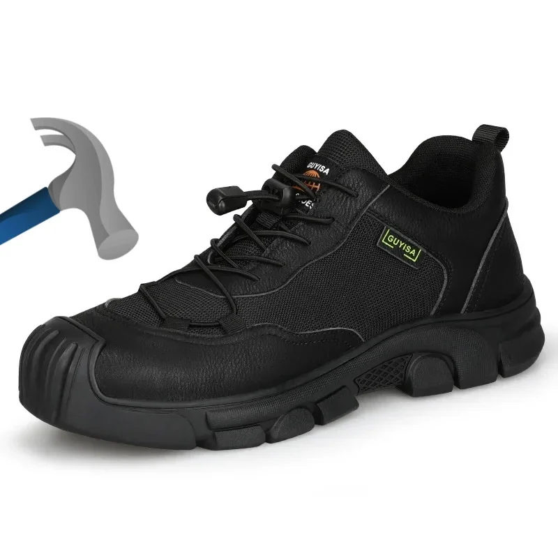 

Мужская защитная обувь, дышащая, противоскользящая, противопрокольная, удобная обувь с большим отверстием на мягкой подошве со стальным носком, мужская рабочая обувь