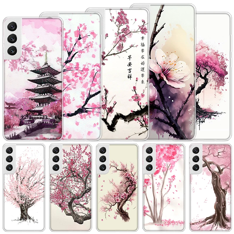 Cherry Blossom Tree Soft Case For Samsung Galaxy S24 S23 S22 S21 Ultra S20 FE S10 Plus Phone Cover S9 S8 + S10E Funda Coque