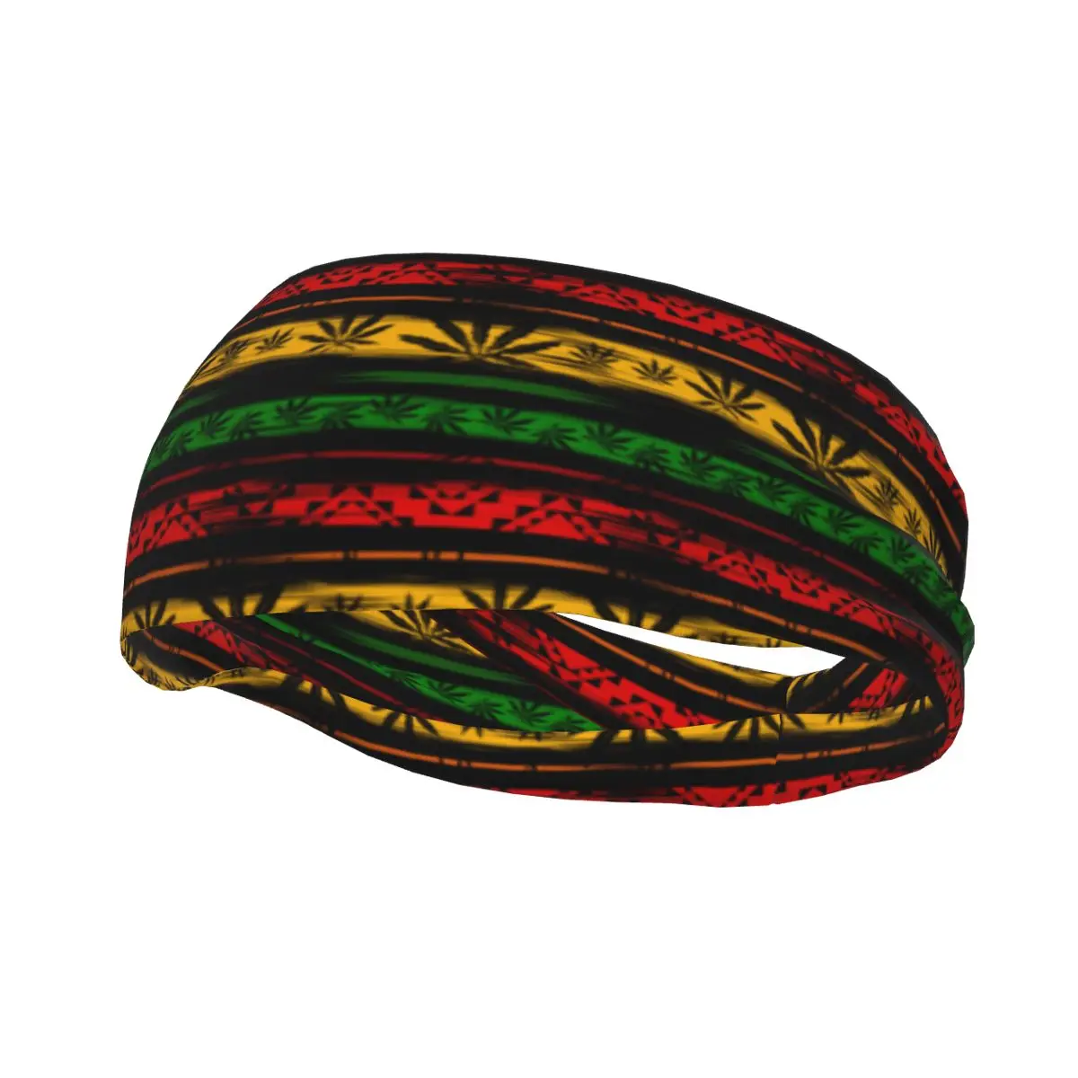 Rastafarian Leaves Reggae Athletic Headband Elastic Sweatbands Women Men Basketball Sports Gym Fitness Volleyball Tennis