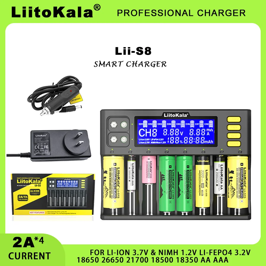 LiitoKala Lii-S12 Lii-S8 Lii-S6 18650 ładowarka do 20700 26650 21700 14500 10440 16340 1.2V 3.7V 4.2V akumulator lwa