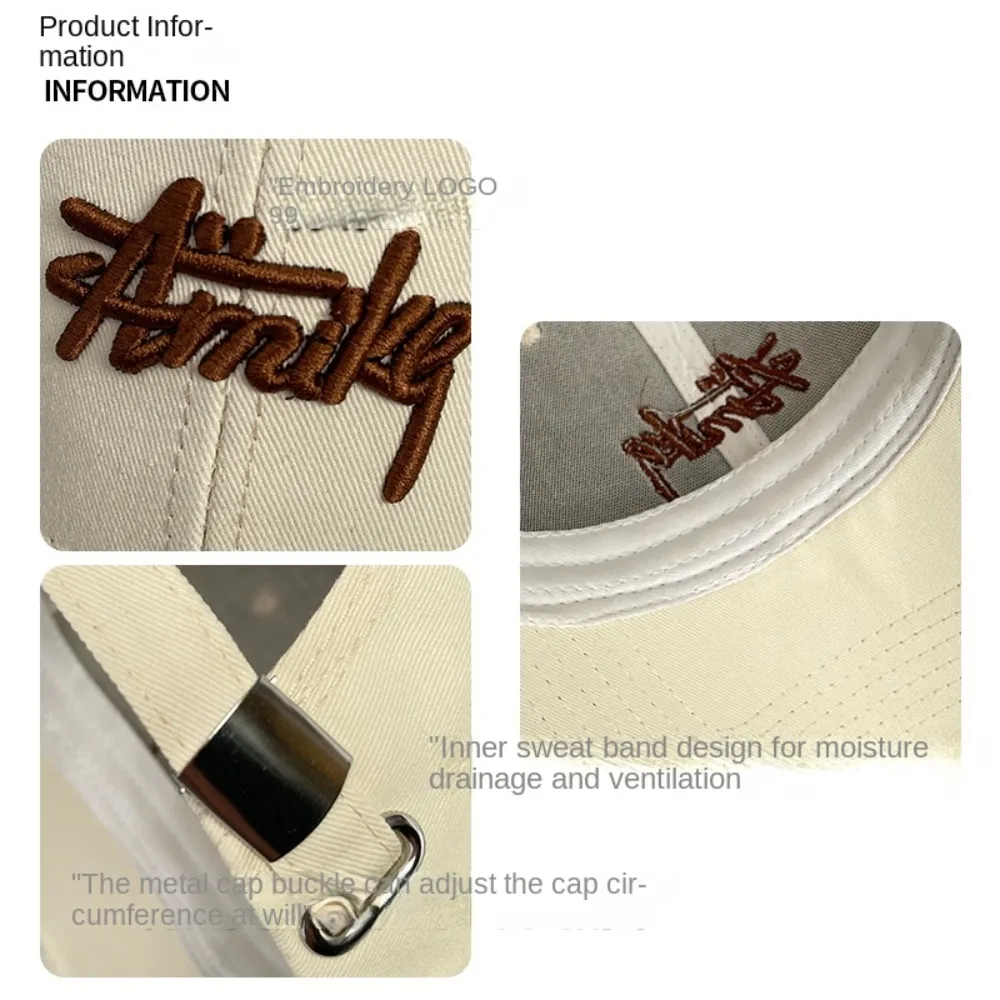 Versatile Adjustable Sunscreen Baseball Cap Korean Style Cotton Letter Embroidered Cap Sunshade Soft Cotton Peaked Hat Outdoors