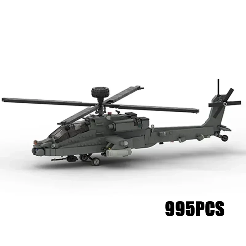 Moc Building Bricks Military Fighter Model Boeing AH-64 Apache Technology Modular Blocks Gifts Christmas Toys DIY Sets Assembly