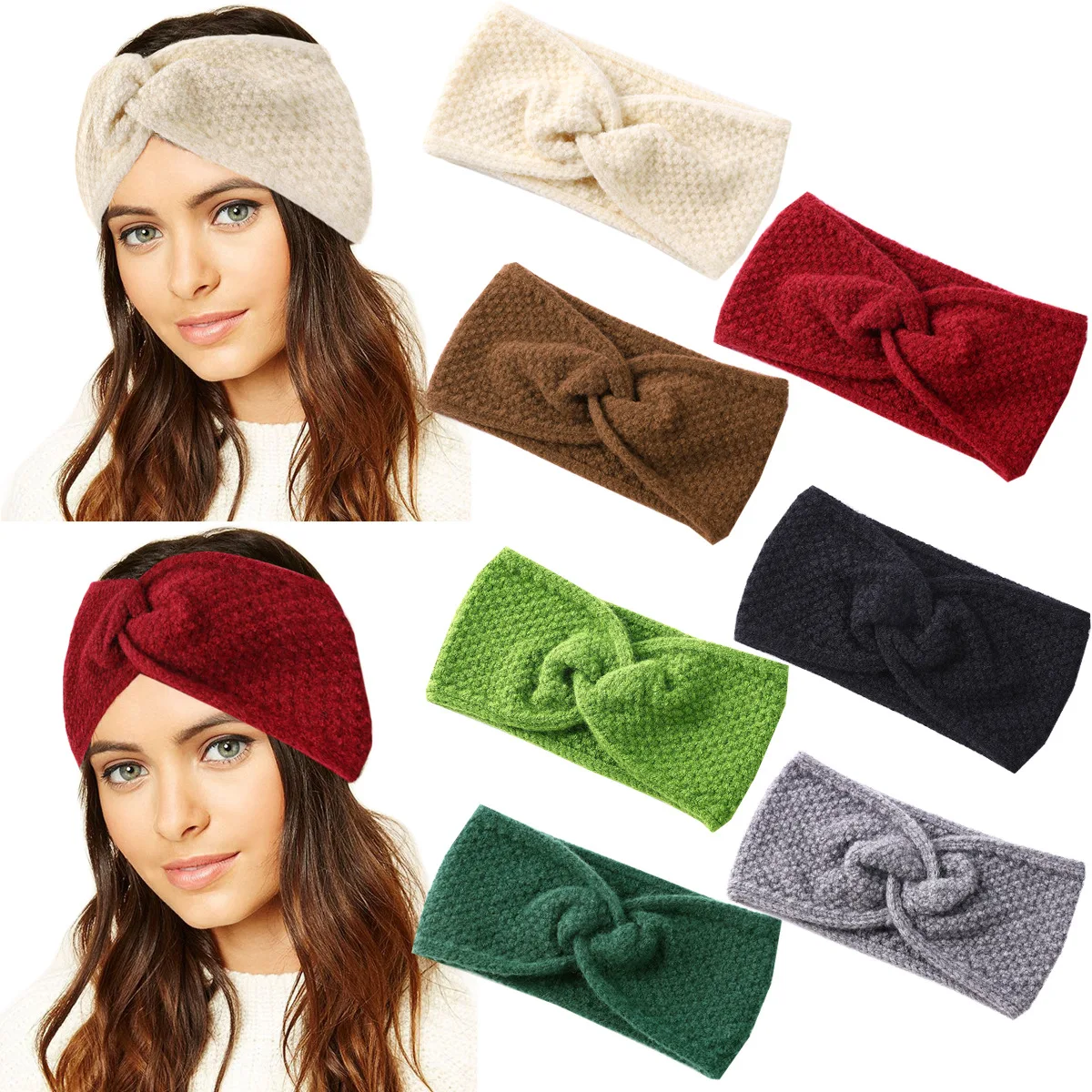 Autumn and winter cross -wool hair band Fabric Headband For Women Elastic Hairbands Tie Hair Band Keep warm Keep Warm Bandanas