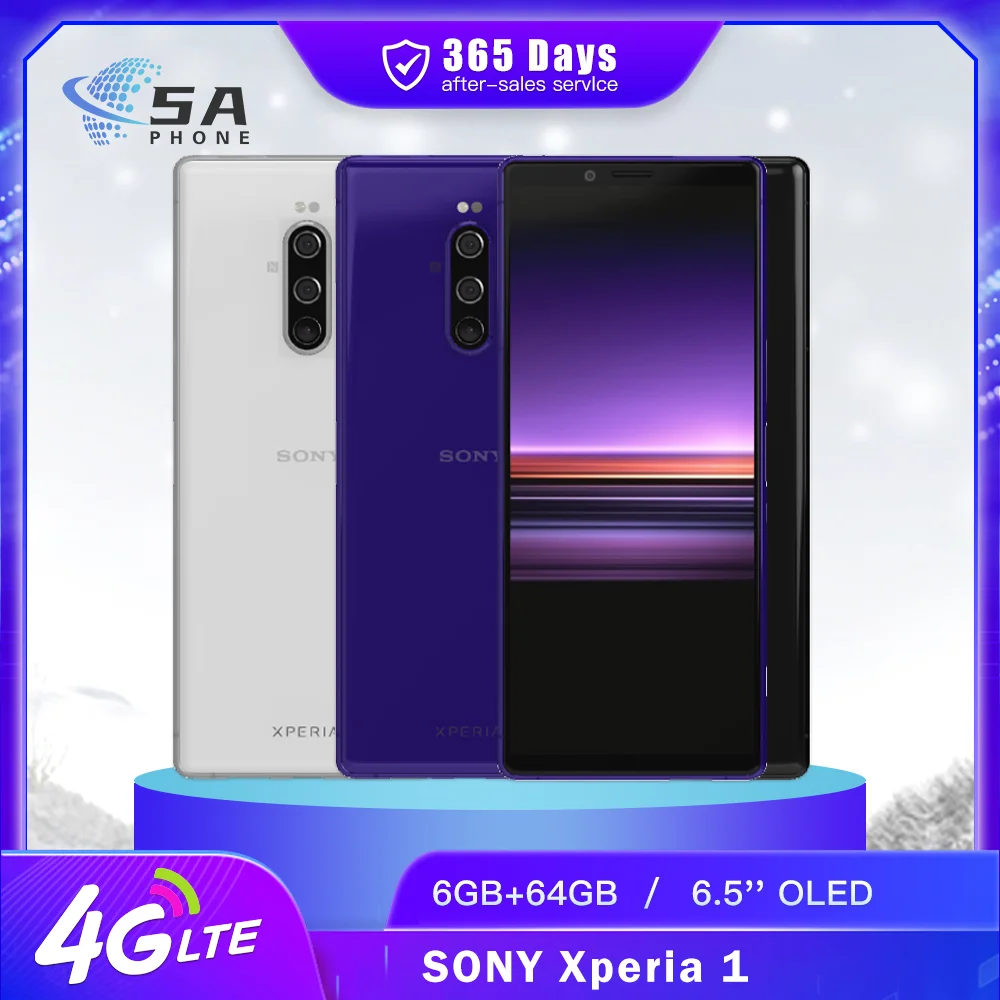 Original Sony Xperia 1 XZ4 802SO 4G LTE teléfono móvil 6GB + 64GB NFC huella digital 6,5 "12MP + 8MP Snapdragon 855 octa-core SmartPhone