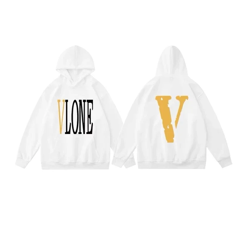 VLONE ORVAL big v letter print hooded sweater for men and women autumn and winter American heavy couple hoodie