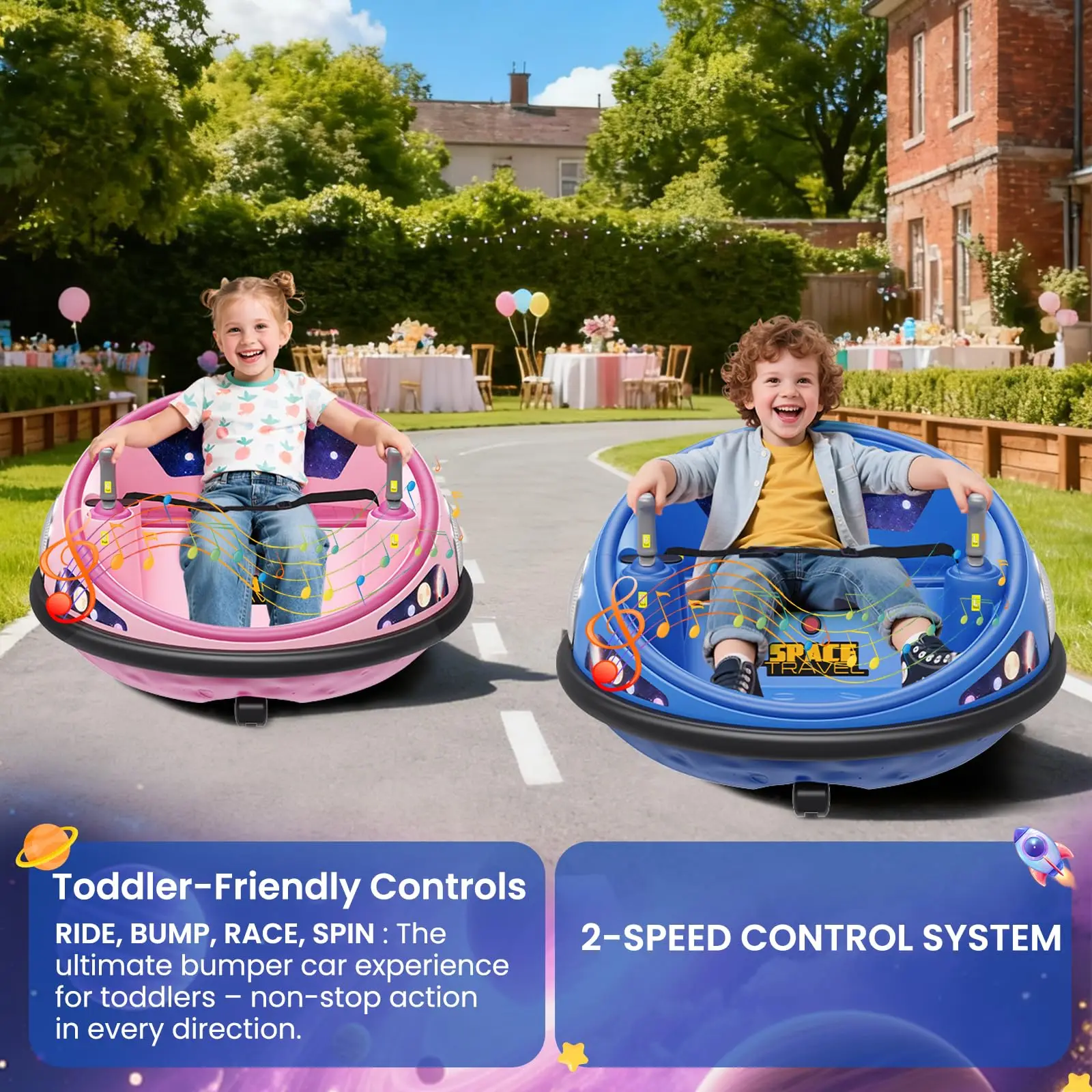 360° Spinning Kids Electric Bumper Car With Remote Control LED Lights Soft Bumper Indoor Outdoor Amusement Ride-on Toy