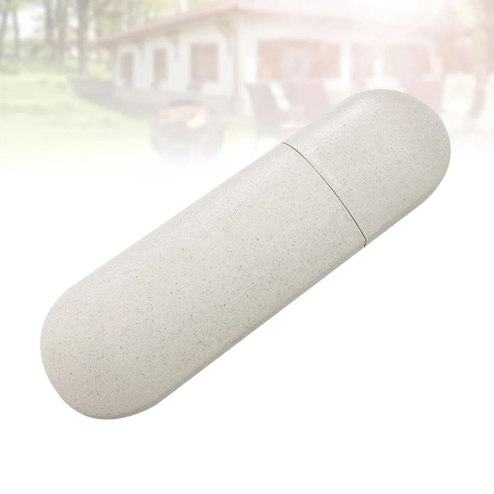 2Pcs Toothbrush Box for Traveling Convenient Storage Prevent Deformation Durable Material Simple Outlook Beige