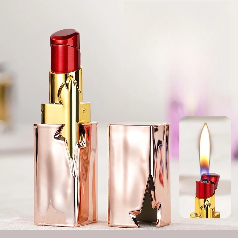 

2025 New Lighter for Women Portable Gift Fun Lipstick Open Flame Creative Fun and Aesthetically Pleasing Lighter