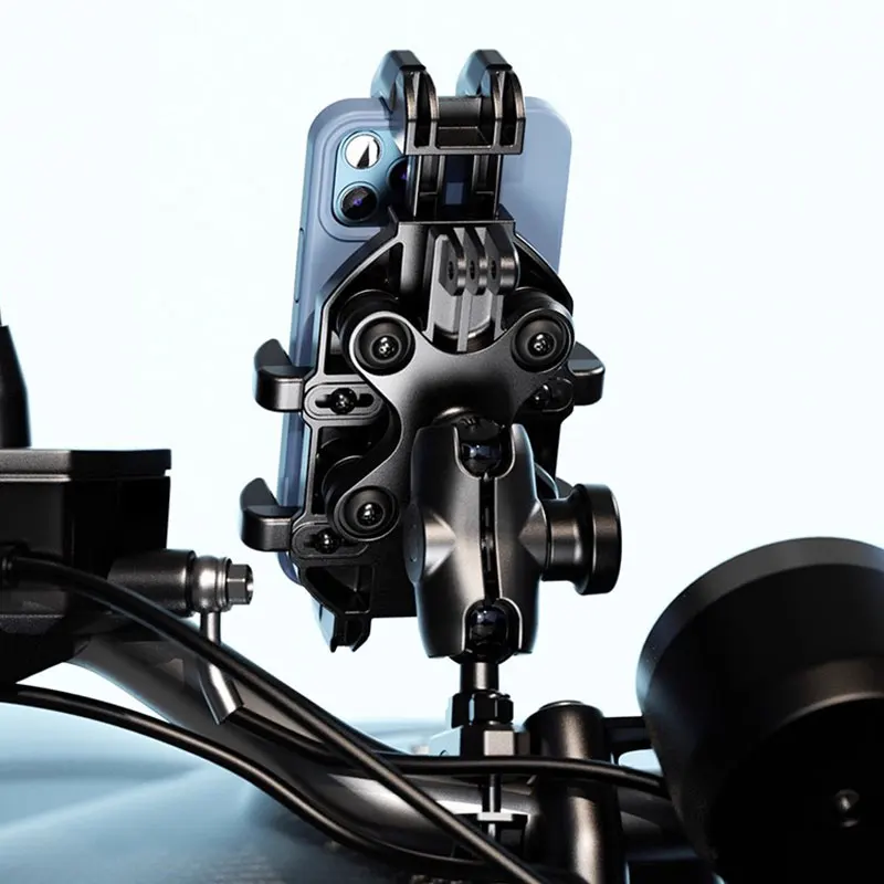 

Motorcycle Phone Holder With Vibration Dampener Motorbike Bike Anti-Theft Secure Lock Mobile Phone Support Navigation Bracket