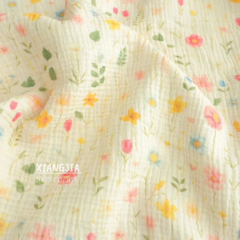 

135x50 см красочный цветок двухслойный хлопковый креп детский нагрудник слюнявчик шарф галстук для волос пижамное полотенце швейная ткань