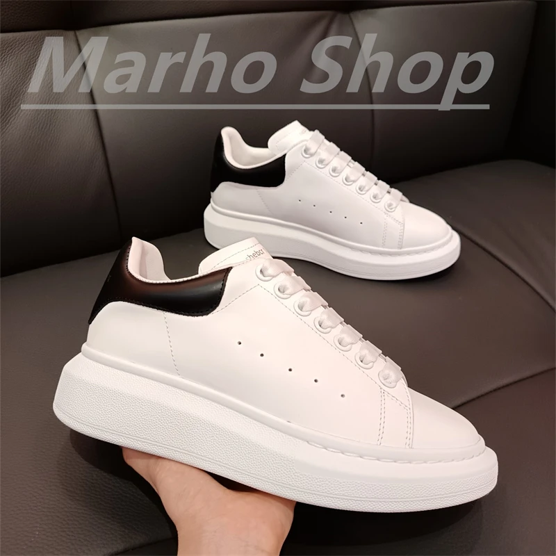 Marca de lujo 2025, zapatos blancos pequeños clásicos para hombres y mujeres, zapatillas informales con plataforma de cuero de alta gama, zapatos de diseñador Unisex para mujer