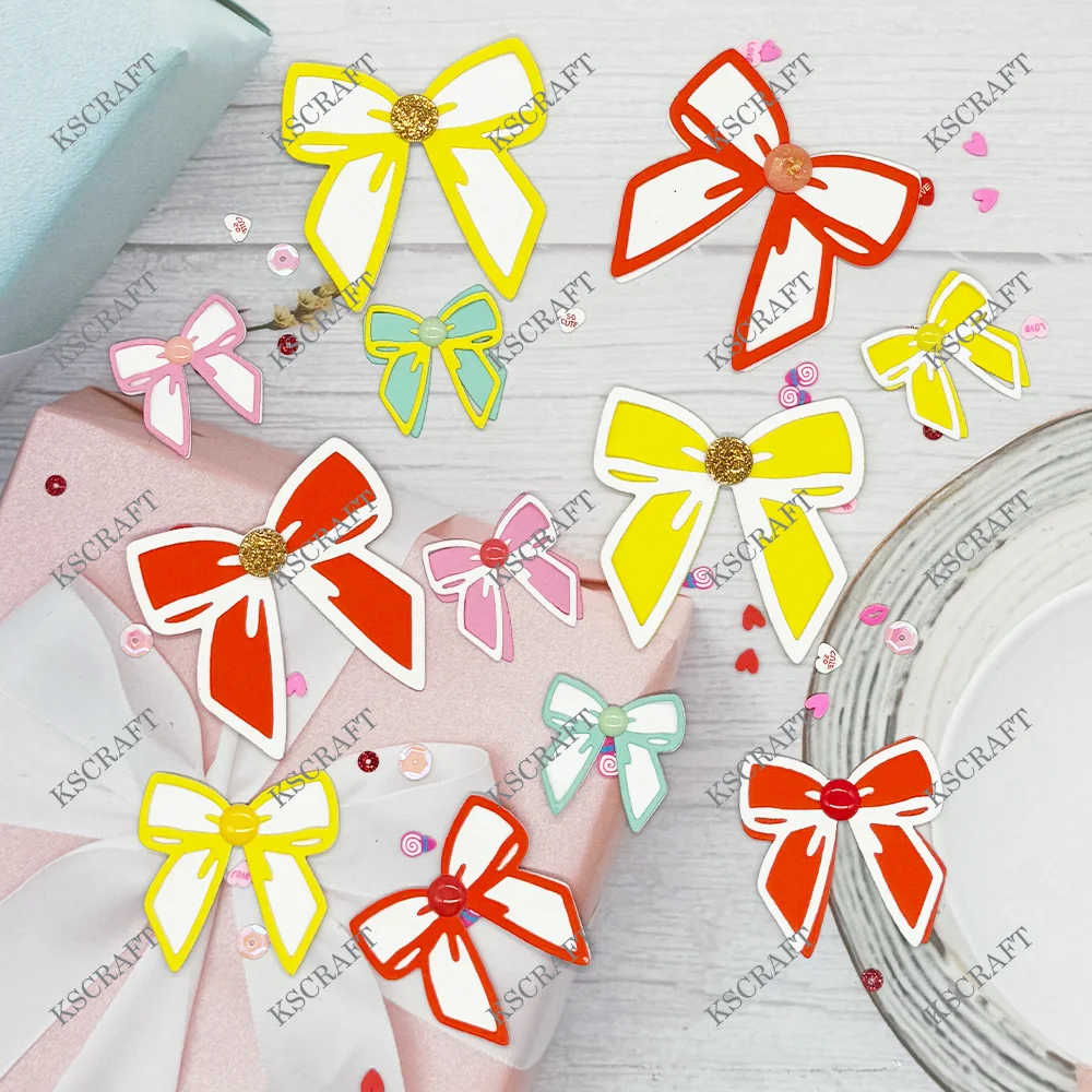 KSCRAFT Trio Flat Bows Cutting Dies Stencils for DIY Scrapbooking Decorative Embossing DIY Paper Cards