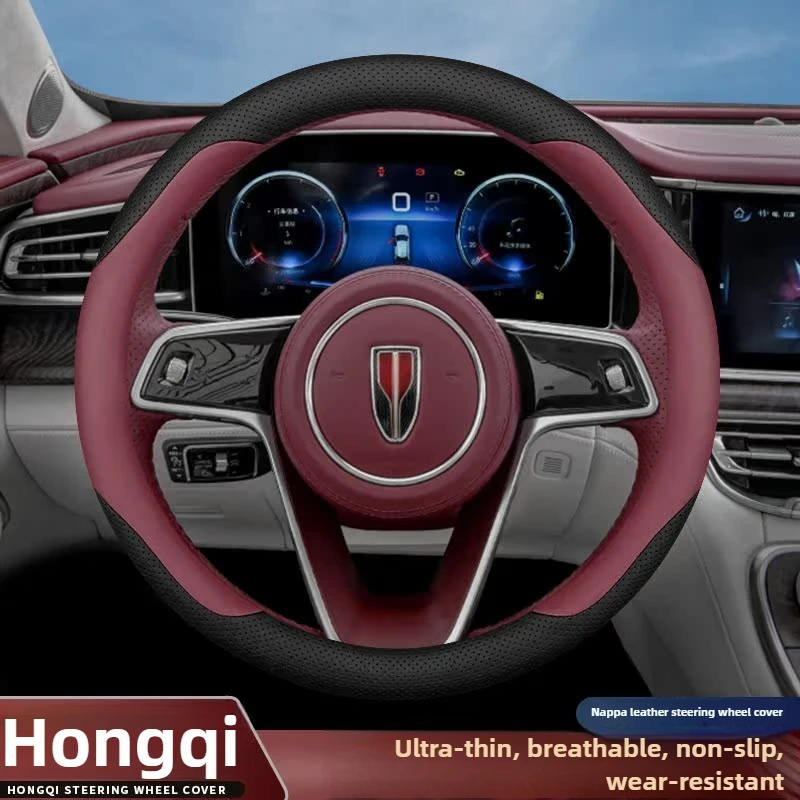 

Leather Car Steering Wheel Cover for Hongqi H5 HS5 H6 EQM5 HS3 HS7 E-qm5 Ehs7 Eh7 Ehs9 Accessories 2025