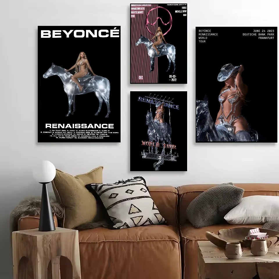 B-Beyonce Renaissance Singer Poster HD art sticky wall waterproof home living room bedroom bar aesthetic decoration