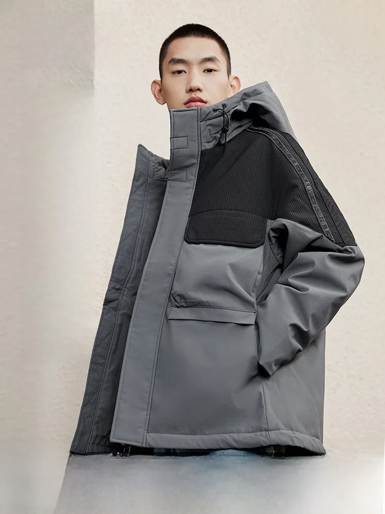 

Модная мужская пуховая куртка для осени и зимы, новая теплая повседневная куртка с капюшоном, рабочая одежда, трендовая пуховая куртка.