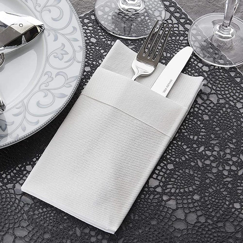 

50 Pcs Disposable Napkins Fork Wrapping Paper Party Supplies Scallop Design Tableware Packing BBQ Banquet Travel Parties