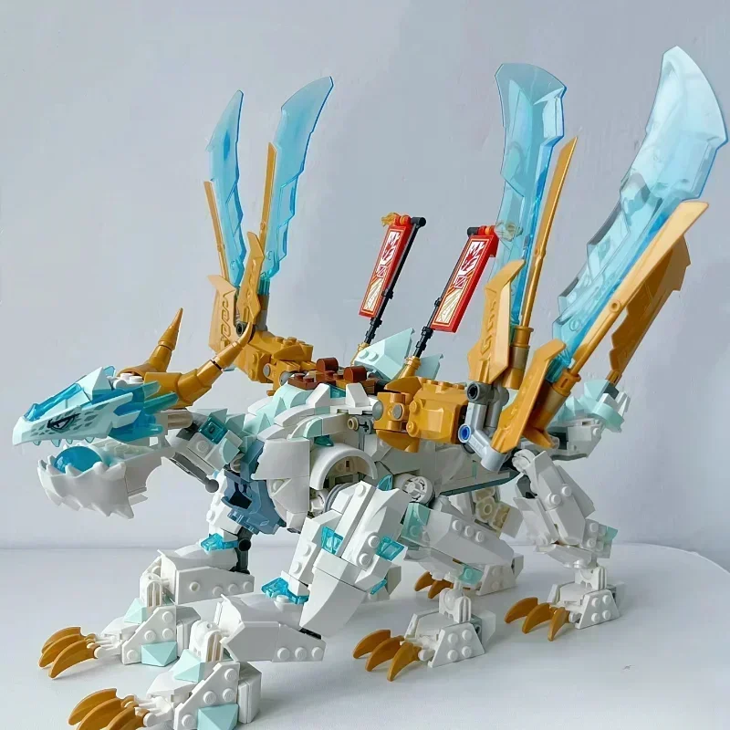 MOC NINJA Serie Bausteine Drachen-Mecha-Kloster-Auto-Set Spielzeug für Geburtstags- und Weihnachtsgeschenke