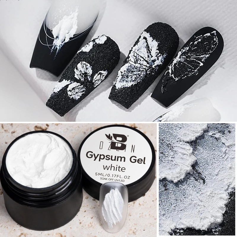 BOZLIN 5ML 3D Gypsum Glue Gel Engraved Drawing Effect  DIY Manicure Gel No Need Top Coat Semi Permanent  Nail Art Gel Polish