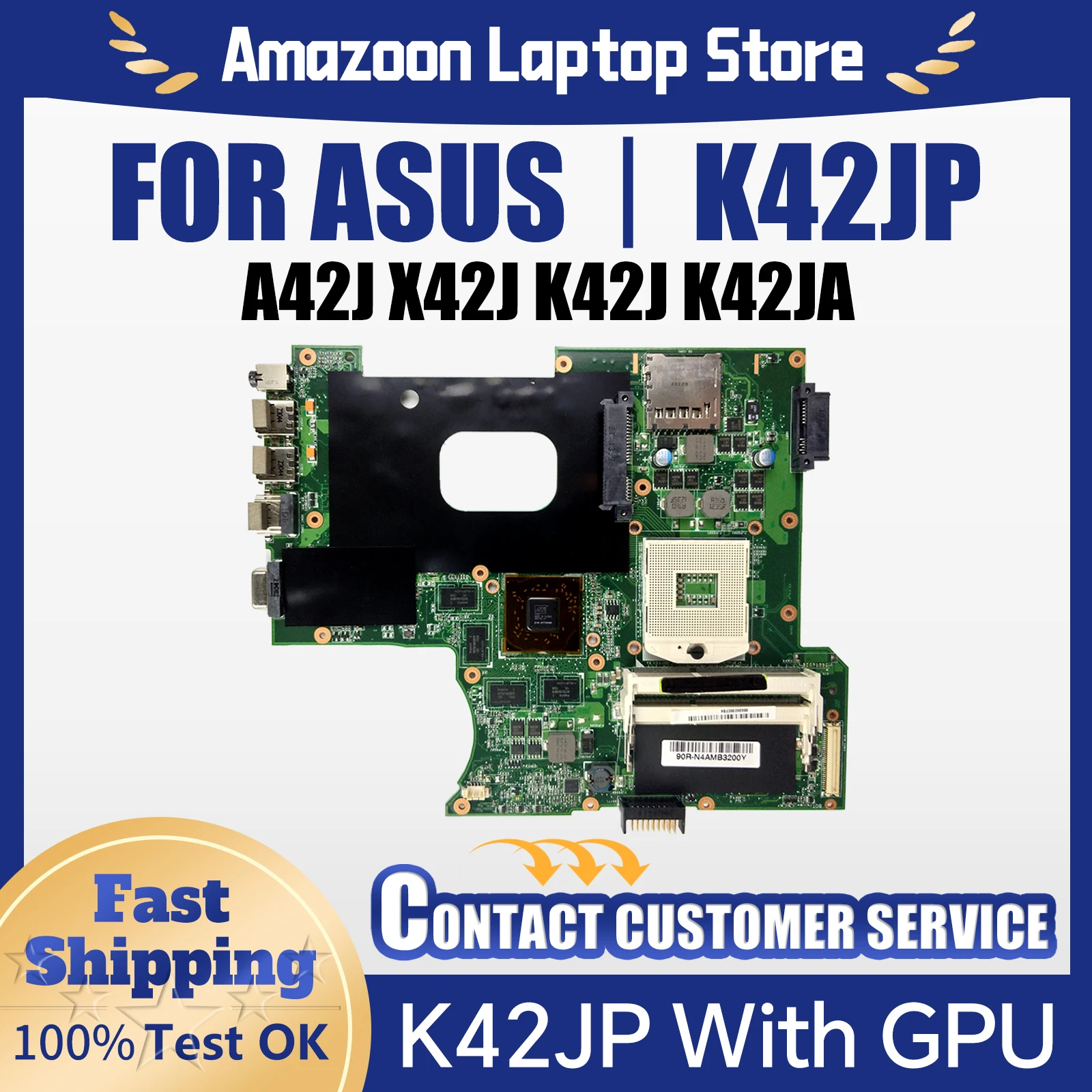 K42JP With GPU Laptop Motherboard For ASUS A42J X42J K42J K42JA K42JP Notebook Mainboard Work Well