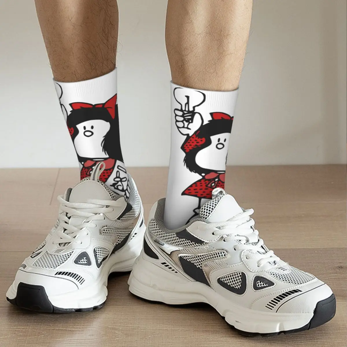 Happy Funny Men's Socks Harajuku Freedom Feminist Mafalda Comic Cartoon Sock Skateboard Women Socks Spring Summer Autumn Winter