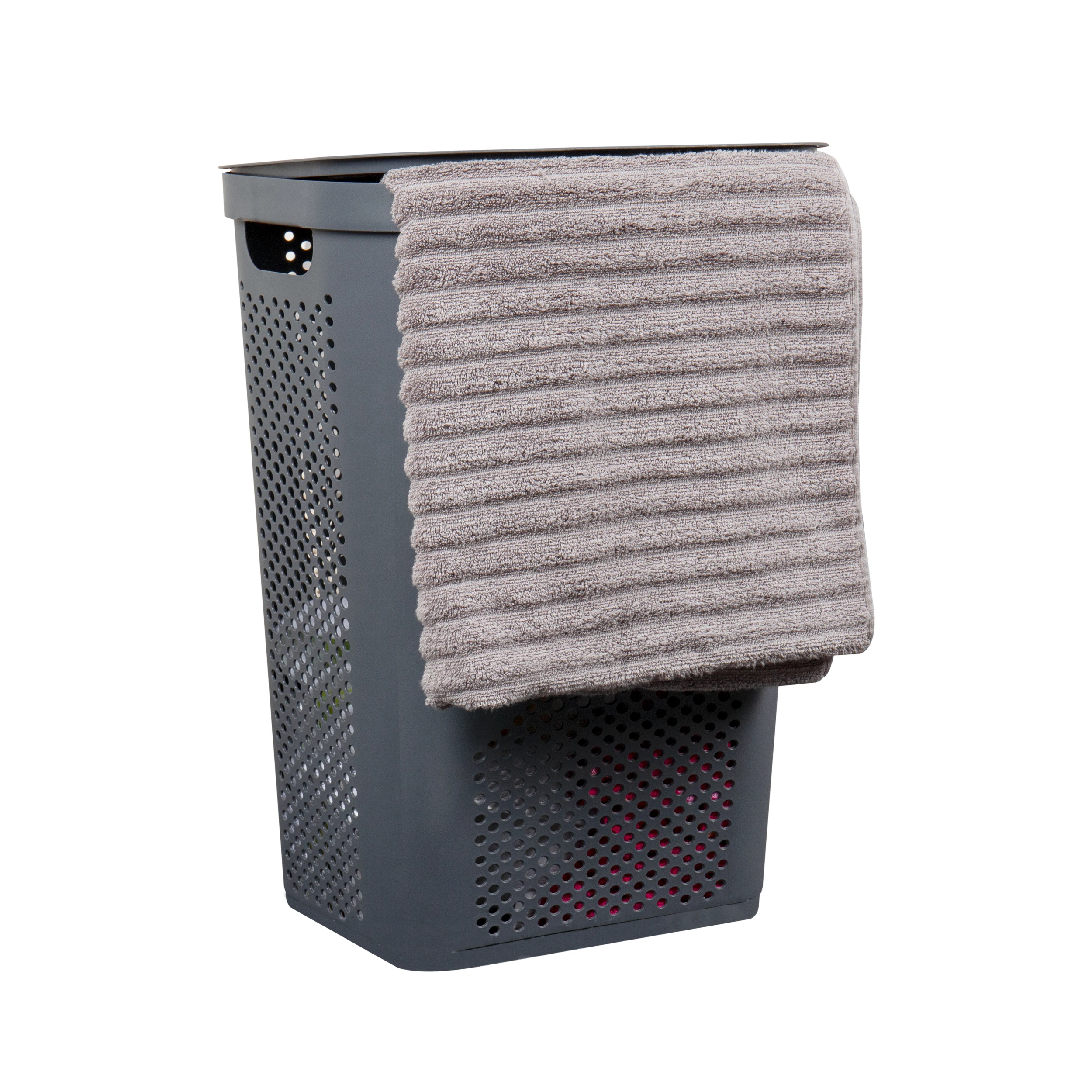 

60L Slim Laundry Hamper, Lid, Ventilated, Plastic, 17.25'L x 13.75'W x 23.5'H, Gray