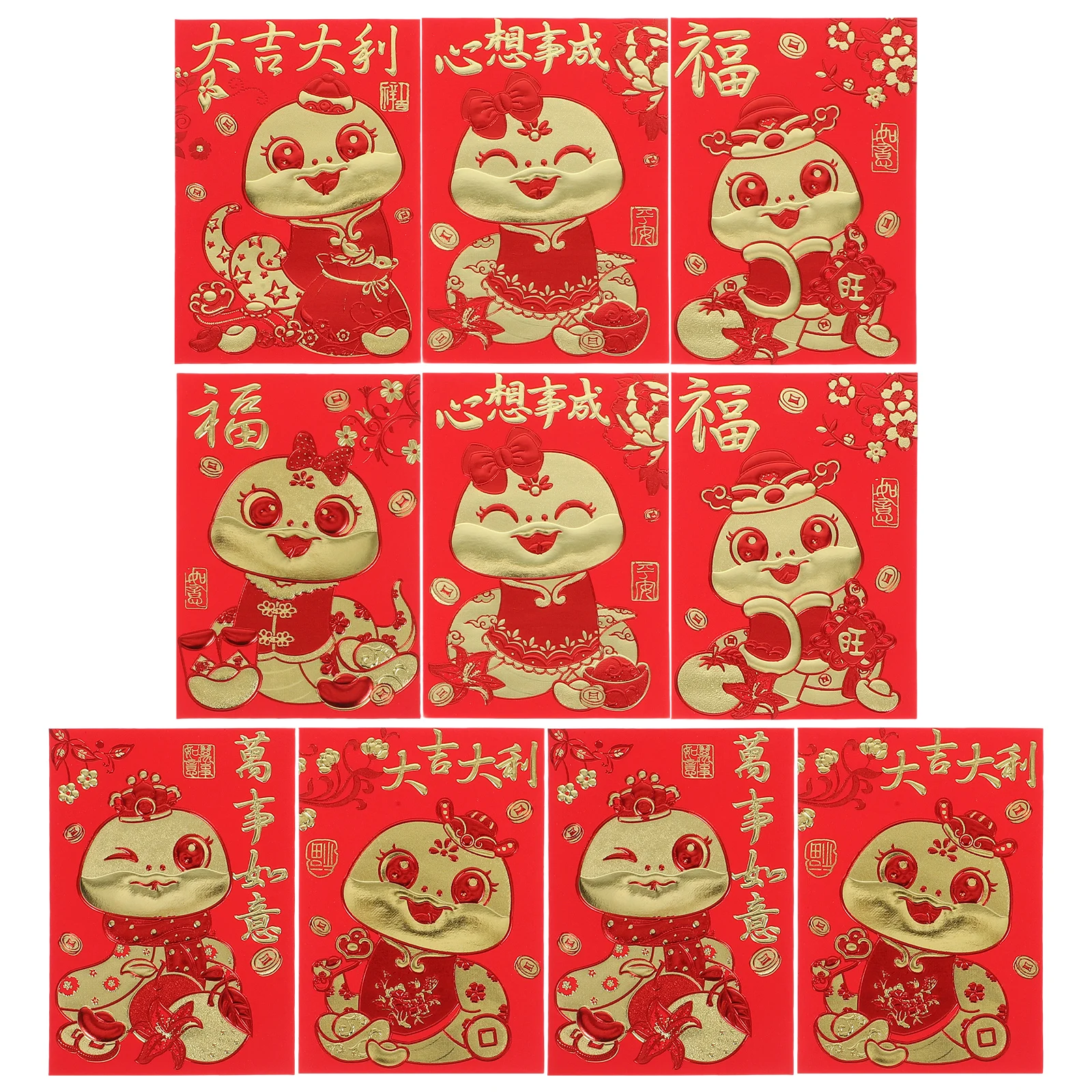 

60 шт. мини-конверты китайская змея красная сумка Hong Bao пакеты для денег змеи конверт 2025 Новый год