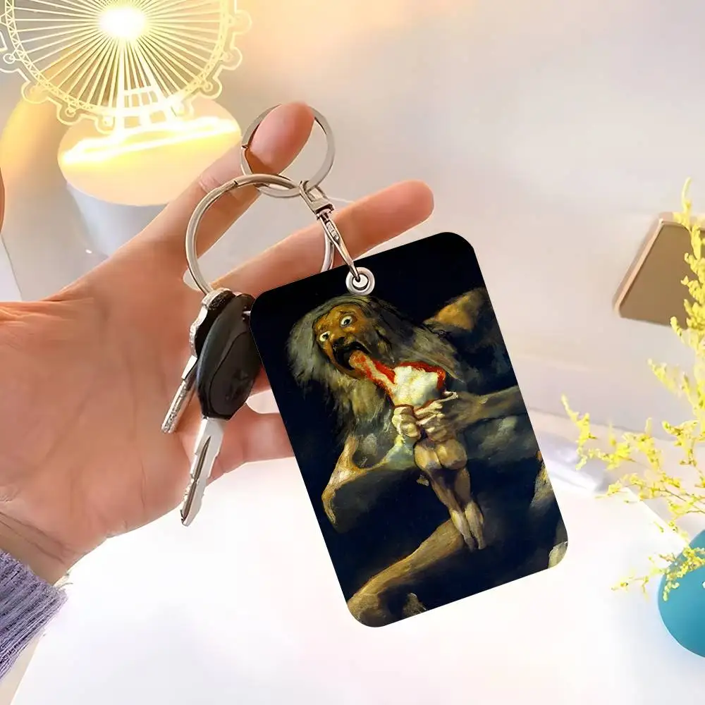 

1 шт. Кожаный брелок-картхолдер «Сатурн, пожирающий своего сына» для карт доступа и ключей