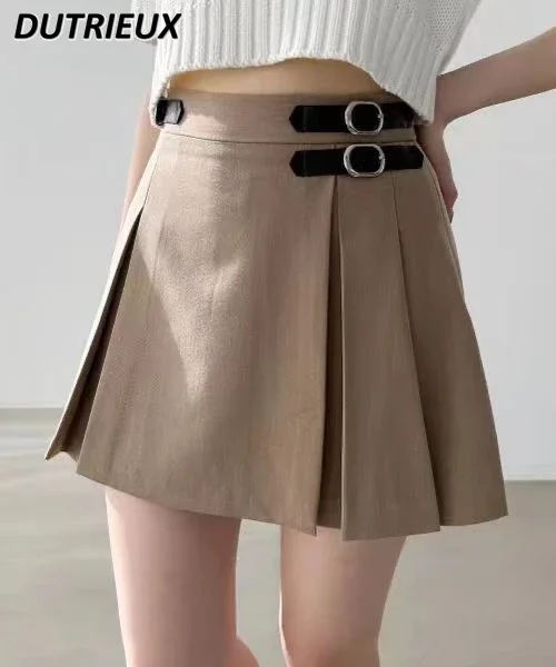 Japanese Niche Design Short A-shaped Pleated Skirt Sweet and Cute Girl Versatile Elastic Waist Shorts Skirts New Pleated Skirt