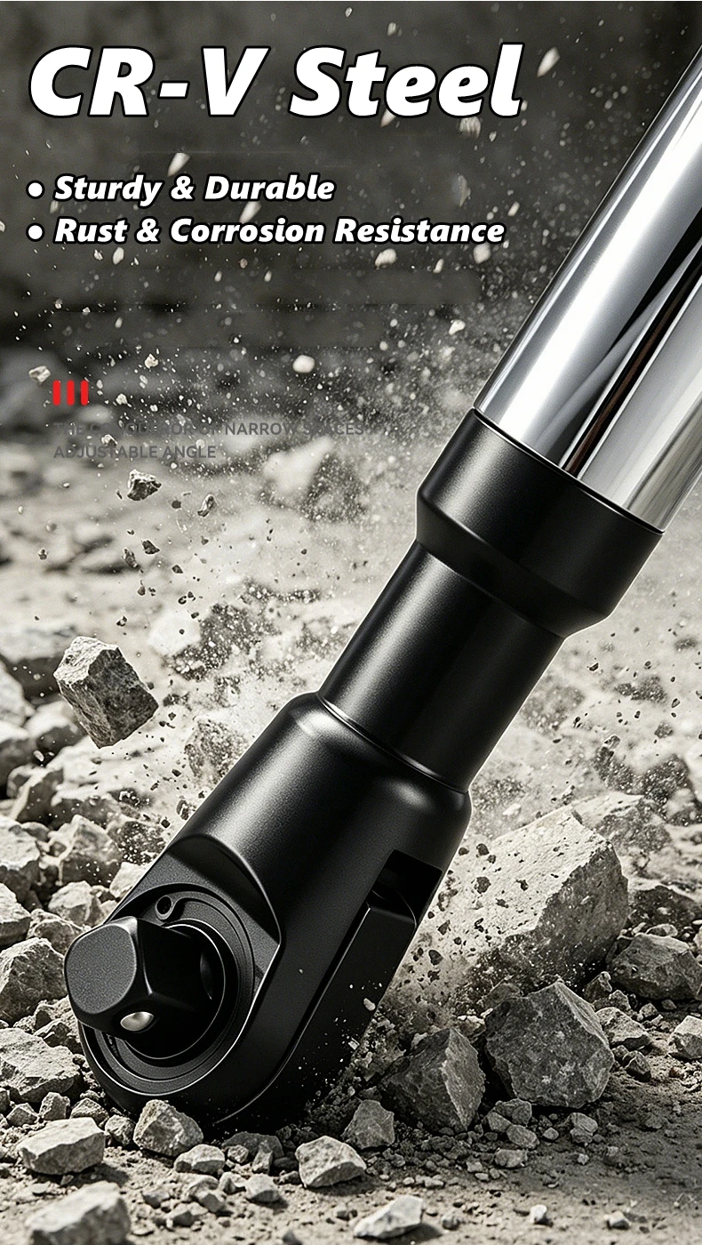 High Torque Ratchet Wrench Offset Impact Extension Bar Automotive Tight Space Repair Tool Car Truck Motorcycle Mechanics Garage