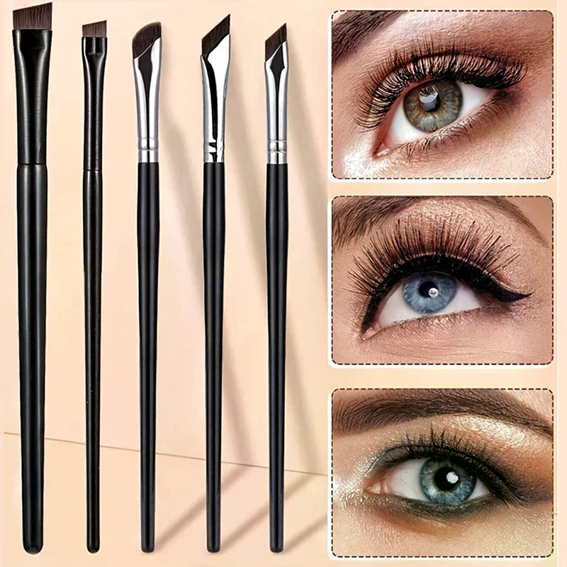 3/5/7Pcs Precision Detail Makeup Brushes Tilted Eyeliner And Eyebrow Brush Sets With Ultra-thin Eyebrow And Lower Eyelid Brush